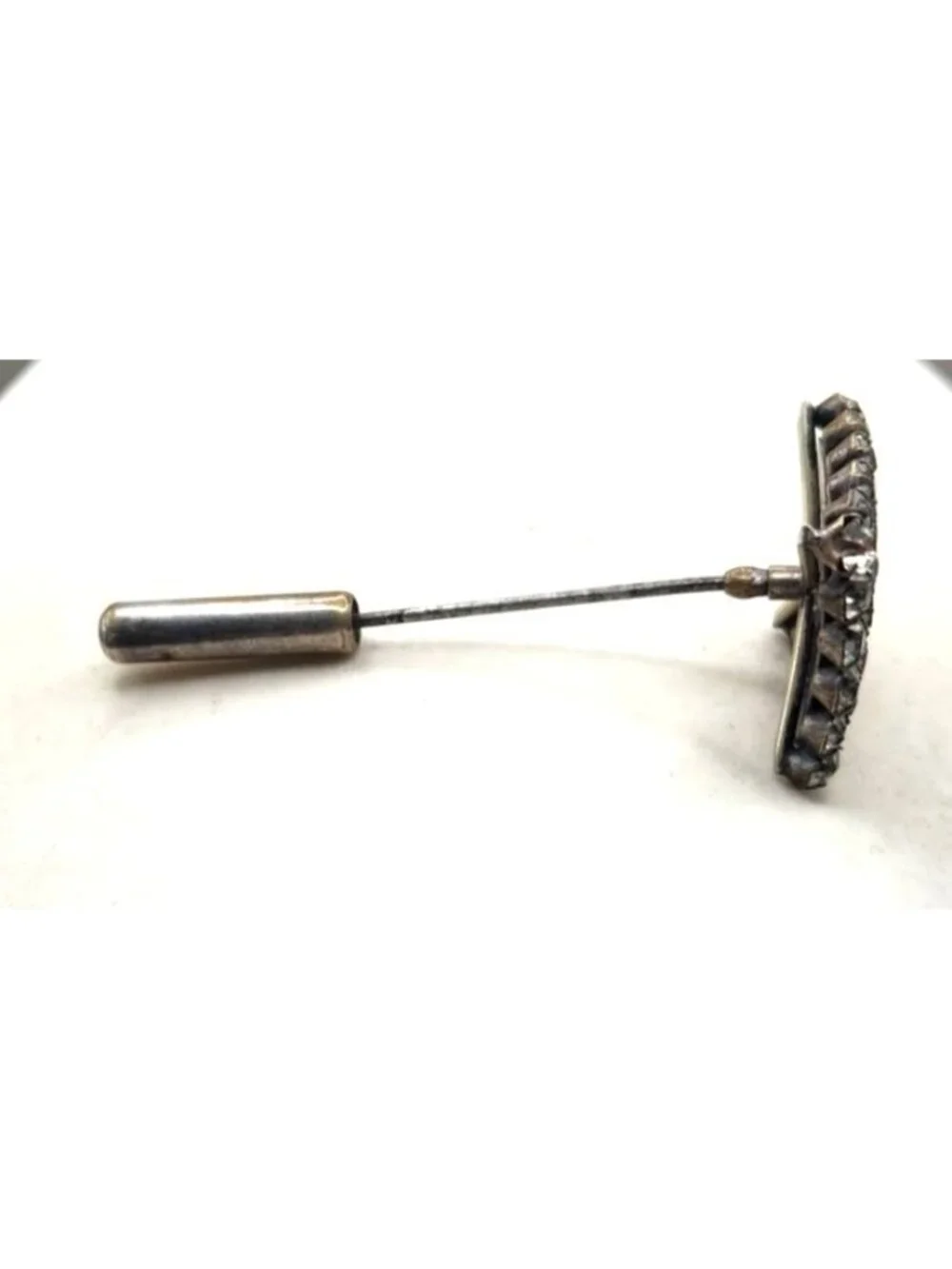 Vintage Square Rhinestone Stick Pin Brooch With Silver-Tone Metal Base